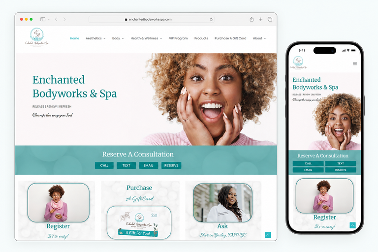 Opticliq's web design project for Enchanted Bodyworks & Spa